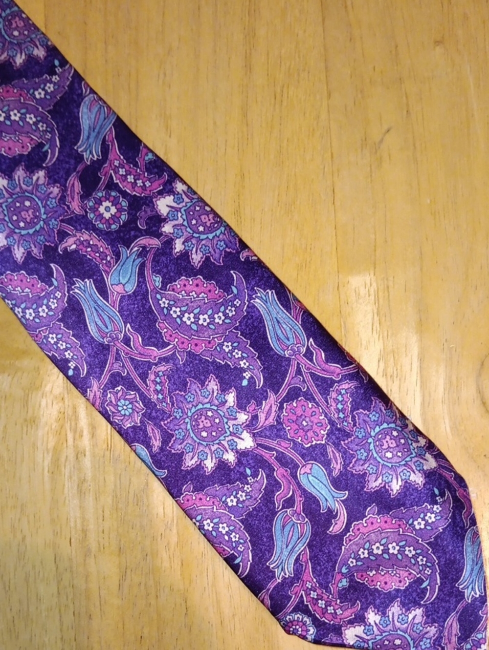 Paul Fredrick Purple Floral Paisley Silk *PRINT* Tie with Blue Accents